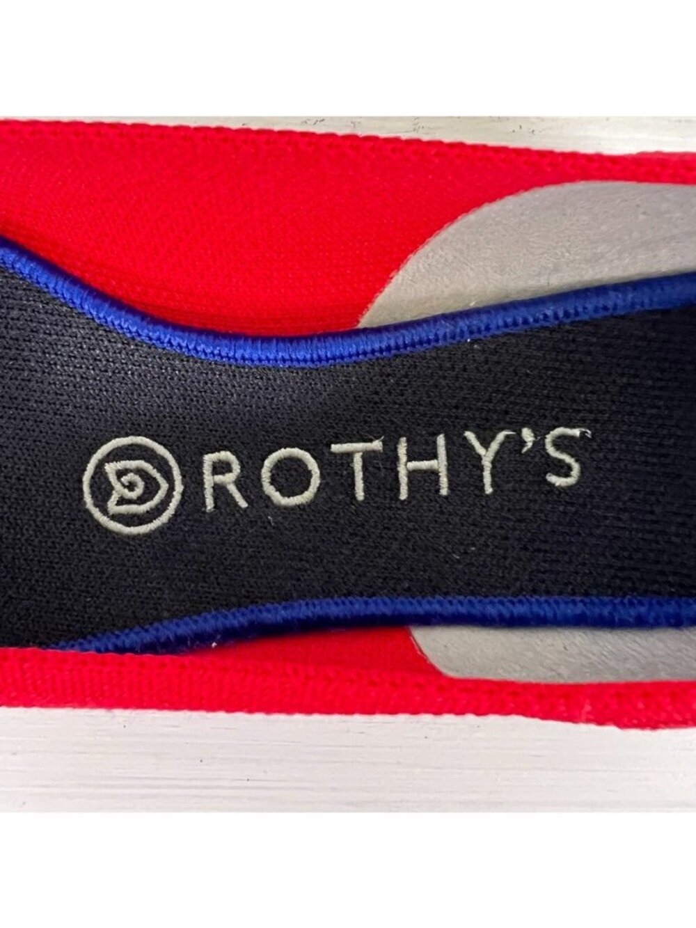 Rothys The Pointe II Red Knit Ballet Flats Blue Trim Womens Sz 8W Preppy Office - Picture 6 of 10